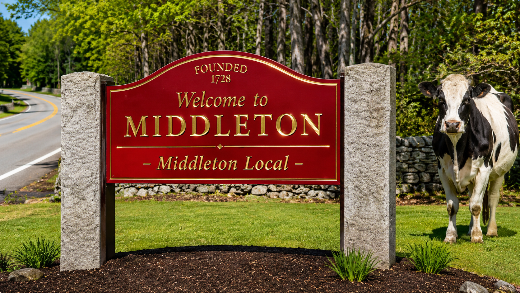Welcome to Middleton Massachusetts sign — Founded 1728